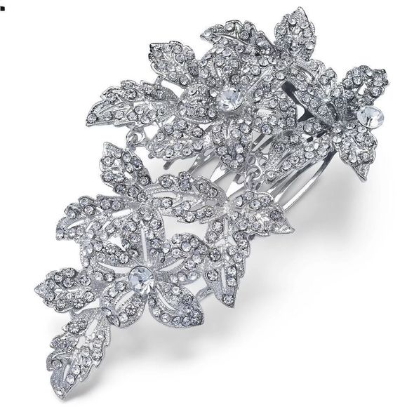 I.N.C. INTERNATIONAL CONCEPTS Silver-Tone Pavé Flower Hair Comb